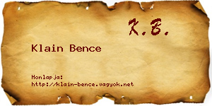 Klain Bence névjegykártya